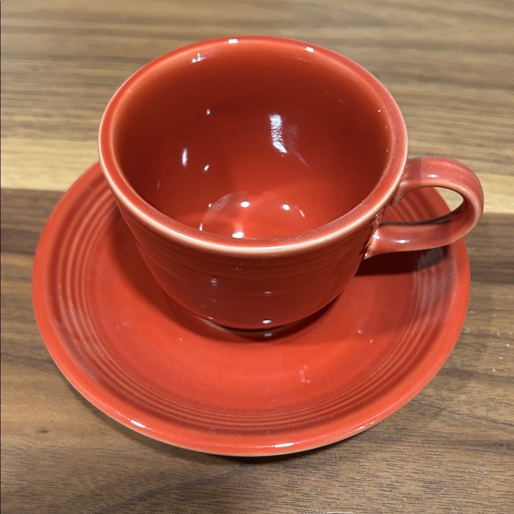 Fiesta Tea Cup and Saucer Set - Burnt Orange - Picture 2 of 8